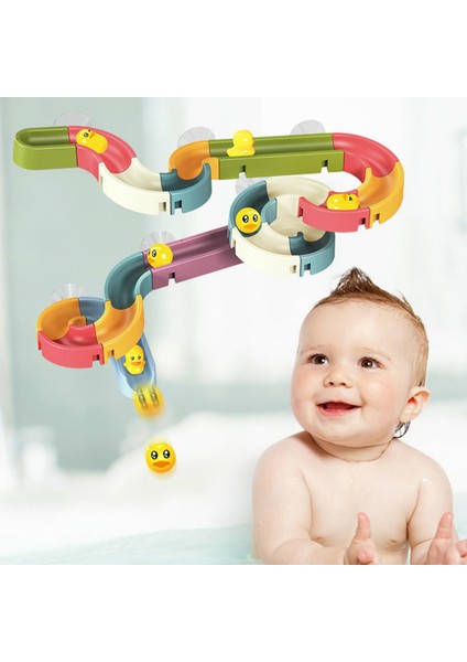 YENİH-39PCS Tarzı Çocuklar Banyo Oyuncakları Kendin Yap Kaydırma Iç Mekan Şelale Montaj Parçaları Sarı Ördek Araba Yuvası Banyo Bebek Duş Oyunları Oyuncak Seti (Yurt Dışından)