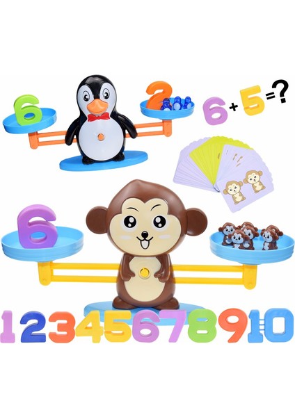 Kahverengi Maymun Stili Montessori Matematik Oyuncak Dijital Maymun Denge Terazisi Eğitici Matematik Penguen Dengesi Sayı Tahtası Oyunu Çocuklar Için Öğretici Oyuncaklar (Yurt Dışından)