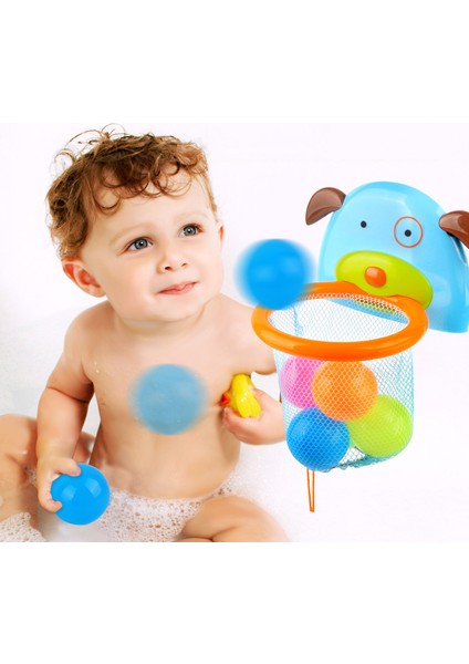 KURBAĞA-DD572M Stili Bebek Banyo Oyuncakları Çocuklar Kızlar Erkekler Için Atış Sepeti Banyo Su Oyun Seti 3 Mini Plastik Basketbol Duş Oyuncak (Yurt Dışından)