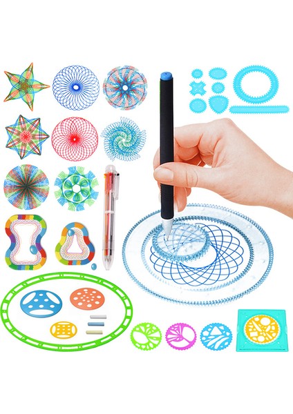 Rastgele Renkler Stili Öğrenciler Için Çok Fonksiyonlu Boyama Bulmaca Spirograph Geometrik Cetvel Taslak Araçları Çocuklar Öğrenme Sanat Aracı (Yurt Dışından)