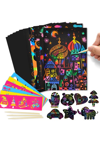 20 Adet Kağıt Stili Kendi Yapıştırıcı Magic Gökküşağı Renk Kazıma Sanat Kağıt Kart Seti ile Grafiti Şablon Çizim Tahtası Çubuk Sanat Boyama Eğitici Oyuncak Hediyeler (Yurt Dışından) fiyatları