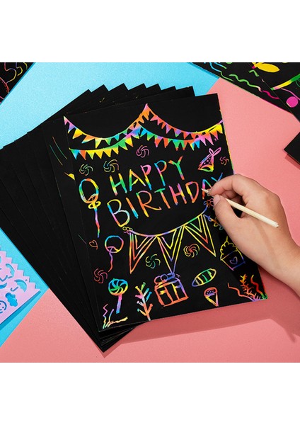 20 Adet Kağıt Stili Kendi Yapıştırıcı Magic Gökküşağı Renk Kazıma Sanat Kağıt Kart Seti ile Grafiti Şablon Çizim Tahtası Çubuk Sanat Boyama Eğitici Oyuncak Hediyeler (Yurt Dışından) fırsatları