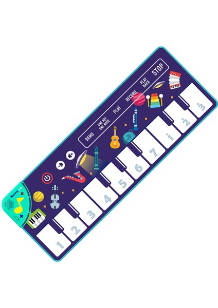 E 100X36CM Stili Çocuklar Için Müzikal Piyano Matı 8 Enstrüman Sesli Bebek Matı 14 Flaş Kart Eğitici Oyuncaklar (Yurt Dışından)