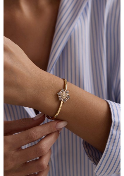 14 Ayar Taşlı Şövalye Altın Bileklik