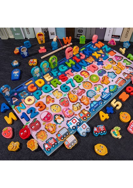 NO.646 Stili Yeni Montessori Sayı Tablosu Balık Tutma Bilişsel Yedi Bir Çift Bebek Erken Eğitici Ahşap Oyuncaklar Çocuklar Için Yedi-In-Bir Noel Hediyesi (Yurt Dışından)
