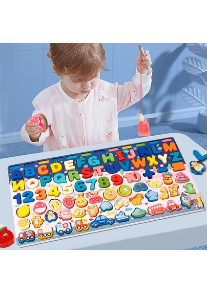 NO.646 Stili Yeni Montessori Sayı Tablosu Balık Tutma Bilişsel Yedi Bir Çift Bebek Erken Eğitici Ahşap Oyuncaklar Çocuklar Için Yedi-In-Bir Noel Hediyesi (Yurt Dışından)