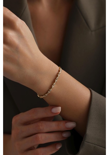 14 Ayar Kemik Taşlı Altın Bileklik