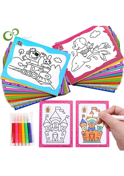 20 Kart Işaretçi Stili Değil Çocuklar Için Dıy Çift Taraflı Boyama Kartları Boyama Oyuncakları Eğitici Oyuncaklar - 9*13CM Gyh (Yurt Dışından)