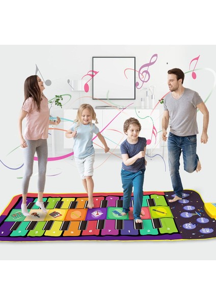 95X59.5CM Stili Çocuklar Için Eğitici Oyuncaklar ile Çift Sıralı Çok Fonksiyonlu Müzikal Enstrüman Piyano Halı Matı Fitness Klavye Oyun Halısı (Yurt Dışından) fiyatları