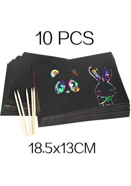 10 Adet Kağıt Stili Kendi Yapıştırıcı Magic Gökküşağı Renk Kazıma Sanat Kağıt Kart Seti ile Grafiti Şablon Çizim Tahtası Çubuk Sanat Boyama Eğitici Oyuncak Hediyeler (Yurt Dışından)