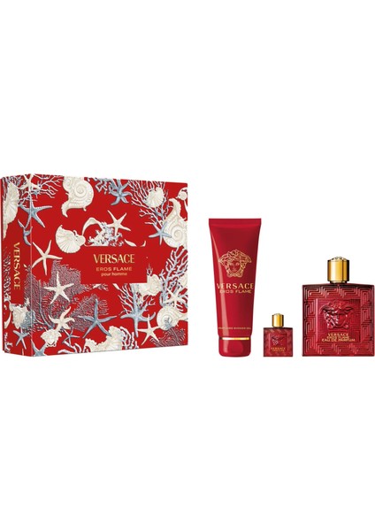 Eros Flame Edp 100 ml + Shower Gel 150 ml + Edp 5 ml