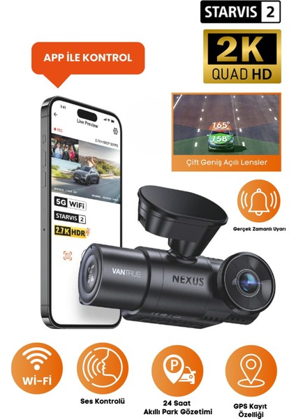 2x Çift Yönlü Araç Içi Kamera