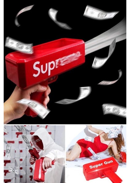 Para Fırlatma Saçma Tabancası Top Supreme Banknot Süper Para Silah Oyuncaklar Parti Oyunu
