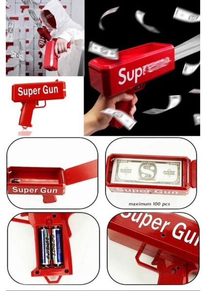 Para Fırlatma Saçma Tabancası Top Supreme Banknot Süper Para Silah Oyuncaklar Parti Oyunu