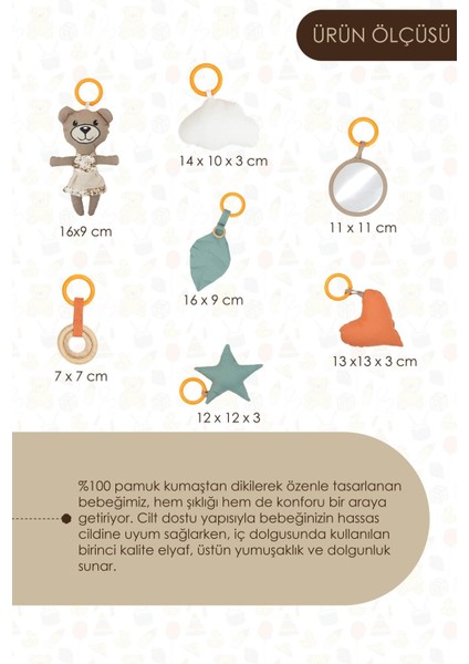 7'li Yenidoğan Oyuncak Seti,hışırtılı,vikvikli Asılı Oyuncak,seyahat Oyuncağı,morbear Girl Kapiçino modelleri