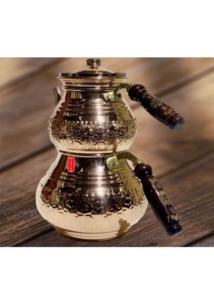 Bakır Çaydanlık Takımı 4,5L, 15-20 kişilik, şık ve dayanıklı set