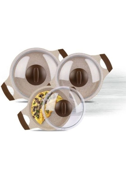 Granit 3'lü Sahan Seti Vizon modelleri