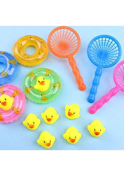 Rastgele Renk Stili Çocuklar Için Yüzen Banyo Oyuncakları Mini Yüzme Halkaları Lastik Sarı Ördekler Balıkçılık Ağı Yıkama Yüzme Bebek Oyuncakları Su Eğlencesi (Yurt Dışından)