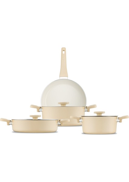Swiss Crystal Dark Cream 7 Parça Tencere Seti