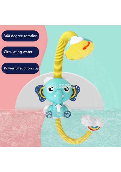 Mavi Fil Stili Çocuklar Için Banyo Oyuncakları Elektrikli Fil Su Spreyi Su Oyunu Strong Emme Kupası Bebek Banyo Küvet Musluk Duş Oyuncakları (Yurt Dışından) modelleri