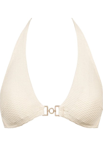 Shimmering Waters Kalıplı Push-Up Bikini Üstü, Altın Detaylı Lurex Jakarlı Sütyen