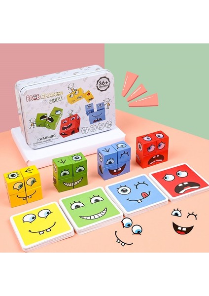 Stil 02 Stil Çocuklar Montessori Oyuncakları: Yüz Değiştirme Küpleri Ahşap Oyuncaklar Eğitici Oyun (Yurt Dışından) modelleri