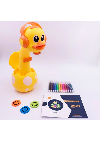 Yumurta-Sarı Ördek Tarzı Çocuklar Mini LED Projektör Sanat Çizim Masası Işık Oyuncak - Boyama Tahtası Yumurta Çizim Aracı Eğitici Öğrenme Boya El Sanatı (Yurt Dışından)