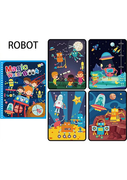 Robot Tarzı Çocuklar Için Hediye Boyama Tahtası ve Doodle Kalem ile Sihirli Kitap Sulu Boya Kitaplar Karikatürler Çizim Kitapları Erken Eğitim Oyuncakları (Yurt Dışından)