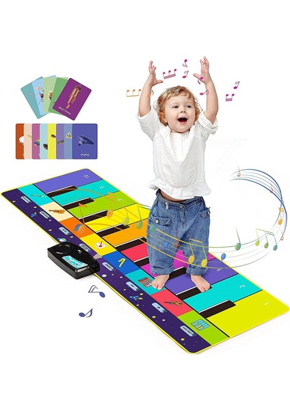 B 110X36CM Stili Çocuklar Için Müzikal Piyano Matı 8 Enstrüman Sesli Bebek Matı 14 Flaş Kart Eğitici Oyuncaklar (Yurt Dışından)