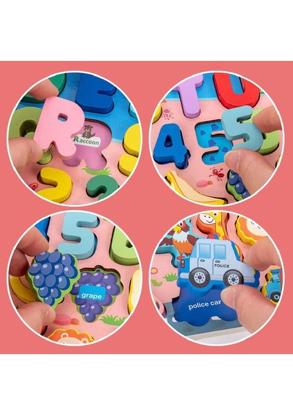 E Stili Ahşap Montessori Oyuncak Meyve Rakam Hayvan Trafik Figür Eşleştirme Bulmaca Okul Öncesi Hareketli Tahta Eğitici Çocuk Oyuncakları (Yurt Dışından)