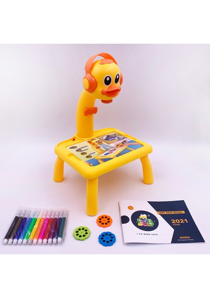 Mını-Sarı Ördek Stili Çocuklar Mini LED Projektör Sanat Çizim Masası Işık Oyuncak - Boyama Tahtası Yumurta Çizim Aracı Eğitici Öğrenme Boya El Sanatı (Yurt Dışından)
