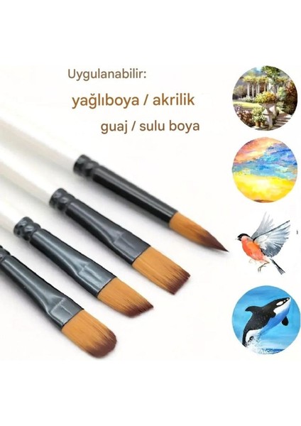 Fırça Seti 24 Adet-4 Farklı Model, Akrilik Boya, Yağlı Boya, Guaj Boya, Resim Fırçası