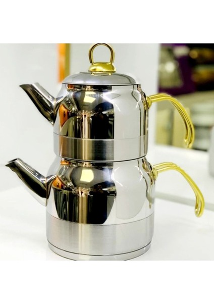 Altın tonunda 3,75 L paslanmaz çelik orta kulplu çaydanlık