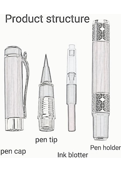 Fırça Uçlu Dolma Kalem, Brush Pen, Kurt Kılı, Hazneli, Siyah-Çini, Seramik Tahrir Fırçası No:1