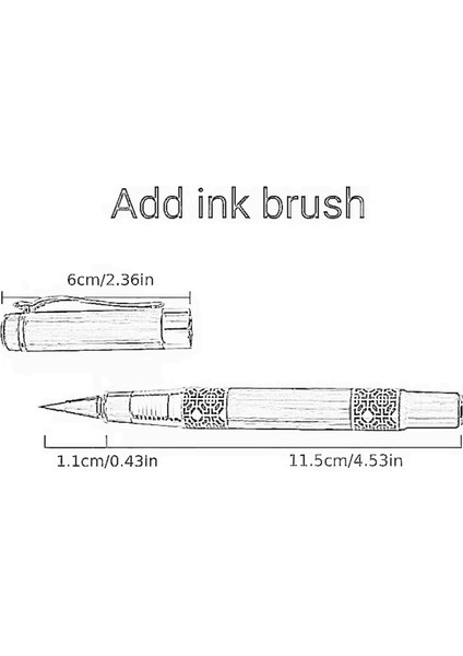 Fırça Uçlu Dolma Kalem, Brush Pen, Kurt Kılı, Hazneli, Siyah-Çini, Seramik Tahrir Fırçası No:1