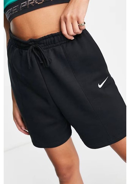 Sportswear Essentials Collection Fleece High Rise Loose Fit Short Kadın Yüksek Bel Bol Kesim Pamuklu Şort Siyah fırsatları