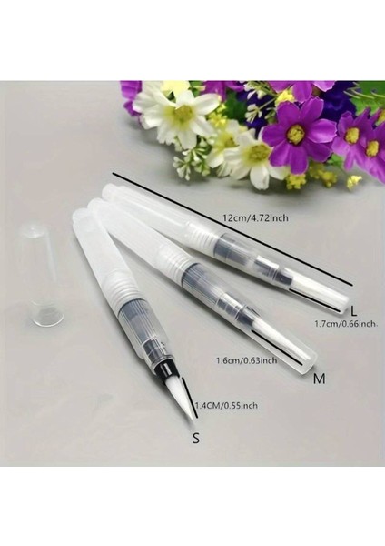 Fırça Uçlu, Brush Pen, Suluboya Fırçaları, Su ve Mürekkep Hazneli Fırça Kalem-L Beden