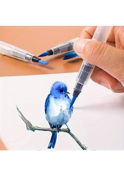 Fırça Uçlu, Brush Pen, Suluboya Fırçaları, Su ve Mürekkep Hazneli Fırça Kalem-L Beden