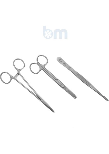 3 Parça Cerrahi El Aleti Seti 6.2inç Gri Büyük Boy Cerrahi Eğitim Seti