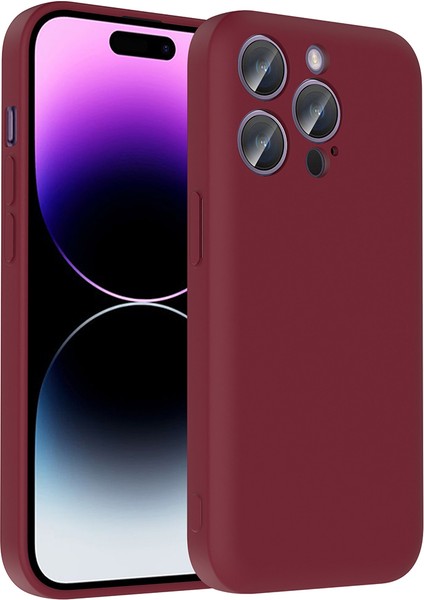 Apple iPhone 14 Pro Max Kılıf Kamera Korumalı Kartlık Hazneli App Vitra Kapak - Mürdüm