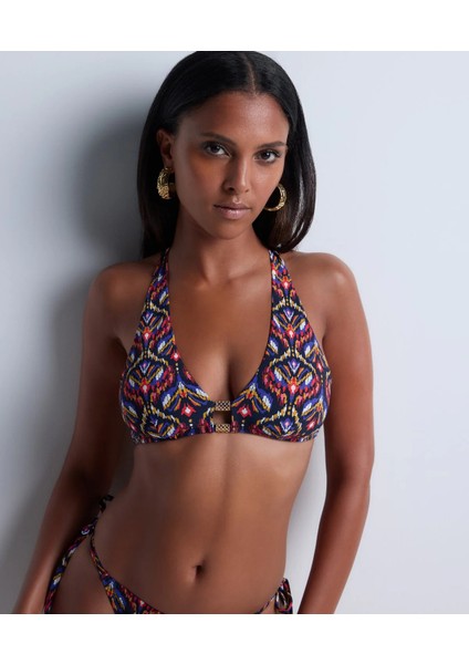 Sunkissed Allure Üçgen Bikini Üstü, Ikat Desenli, Çıkarılabilir Kuplu, Geri Dönüşümlü