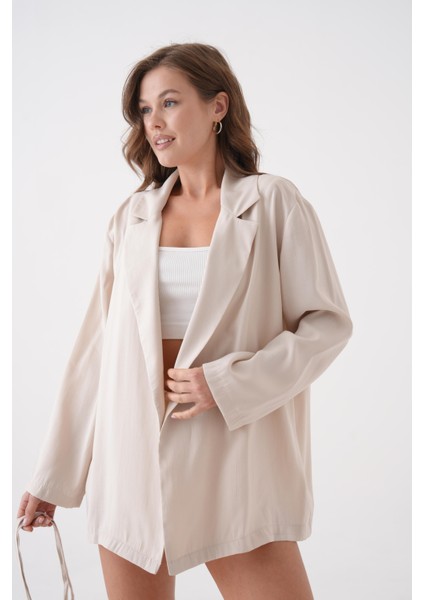 Kadın Taş Bağcık Detaylı Astarsız Modal Ceket 29081