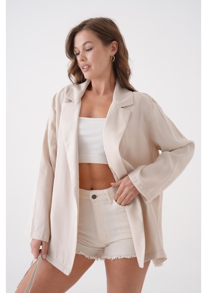 Kadın Taş Bağcık Detaylı Astarsız Modal Ceket 29081 fiyatları