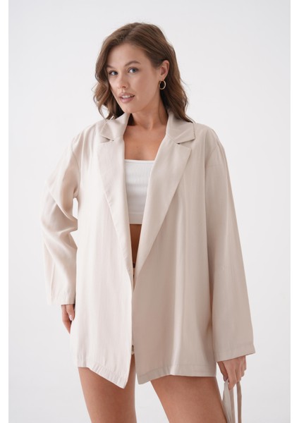 Kadın Taş Bağcık Detaylı Astarsız Modal Ceket 29081 fırsatları