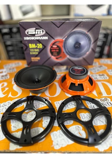 Boşman 20 cm Mermi Göbek 1 Takım 2 Adet Midrange 900 Wat 125 Rms