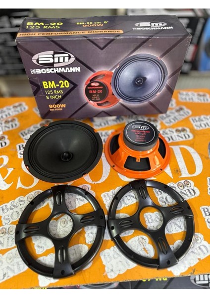 Boşman 20 cm Mermi Göbek 1 Takım 2 Adet Midrange 900 Wat 125 Rms fiyatları