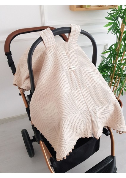 Waffle Pikeli Fermuarlı Bebek Puset Örtüsü