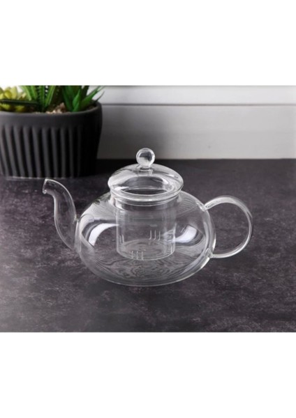 Borosilikat Süzgeçli Cam Demlik 800 ml