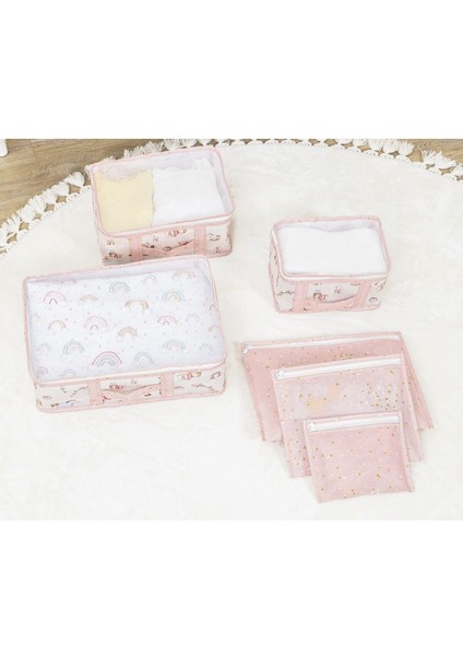 Baby Lüks 6'lı Bavul Organizer Seyahat, Hastane Çantası Pembe