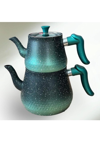 Yeşil granit çaydanlık, dayanıklı alüminyum, şık tasarım, 2 L hacim